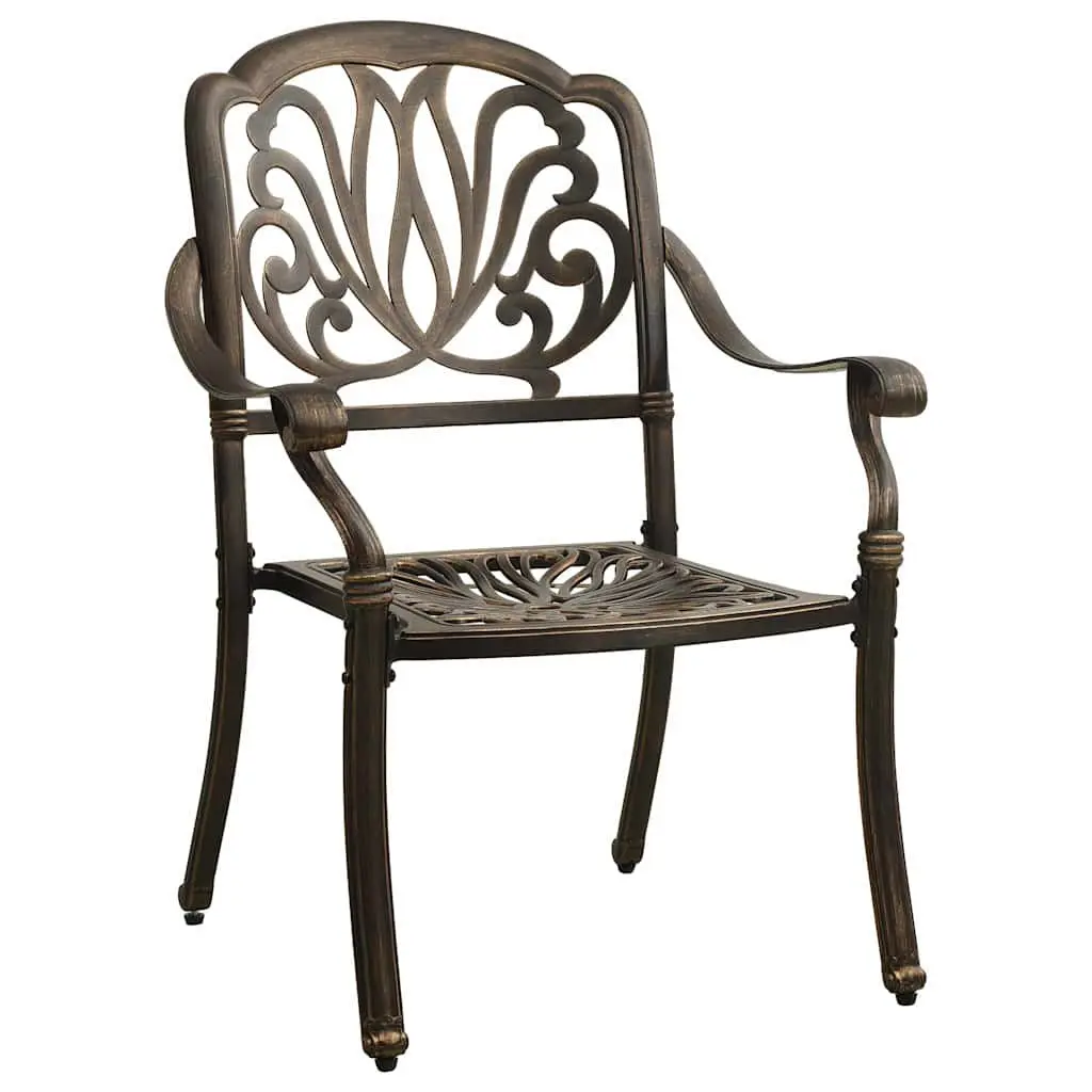 Outdoor Garden Chairs Cast Aluminium 2 Piece Brown