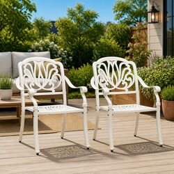 Premium White Garden Chairs 2 Piece Set for Outdoor Use