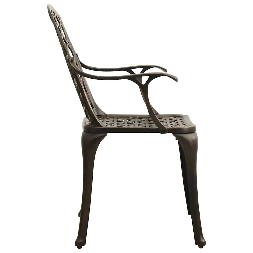 Outdoor Garden Chairs Set 4 Pcs Cast Aluminium Dining Seating Brown