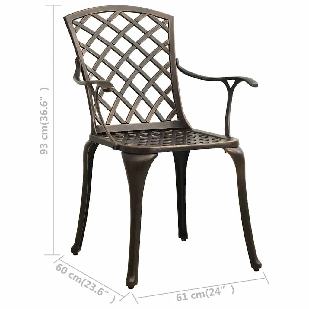 Outdoor Garden Chairs Set 4 Pcs Cast Aluminium Dining Seating Brown