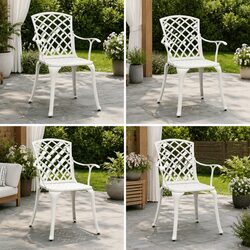 Sturdy Cast Aluminium Outdoor Dining Chairs Set of 4