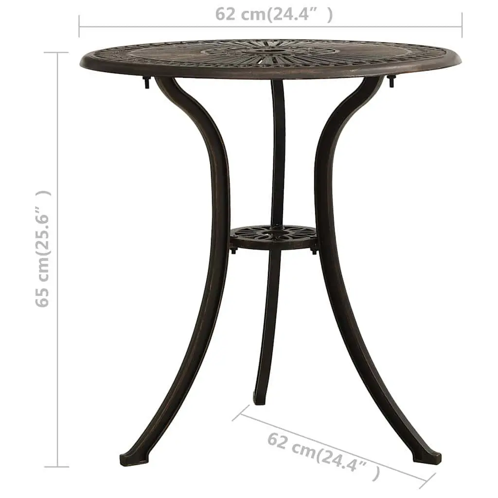 Outdoor Patio Furniture Garden Table Brown Cast Aluminium 62x62x65cm