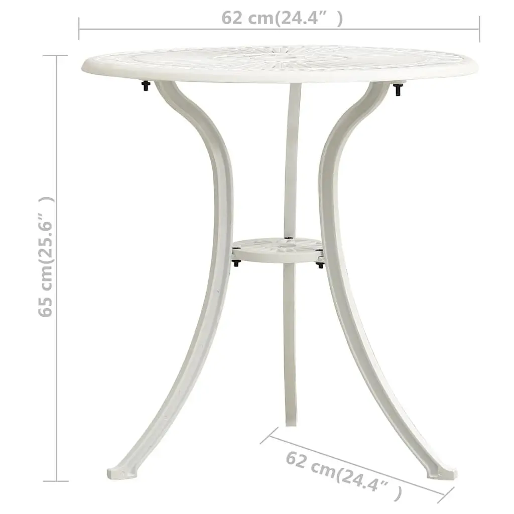 Garden Table Cast Aluminium 62cm White