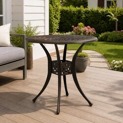 Brown Square Cast Aluminium Garden Table 78x78x72cm