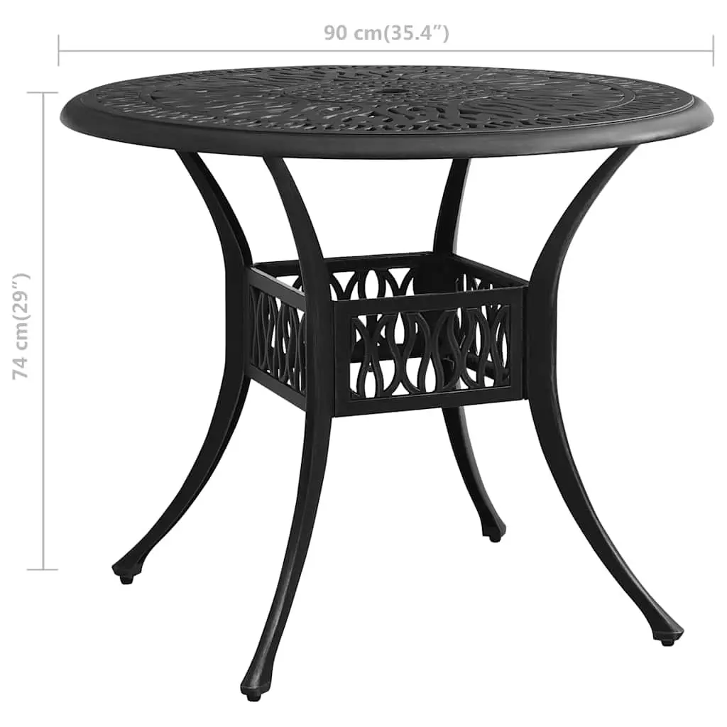 Black Square Garden Table with Umbrella Hole