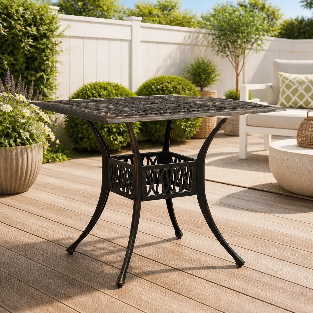 Cast Aluminium Brown Garden Table for Patio
