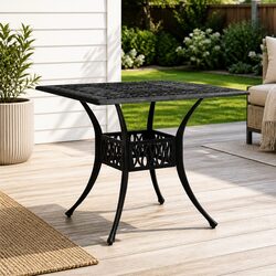 Premium Black Cast Aluminium Garden Table 90x90x73cm