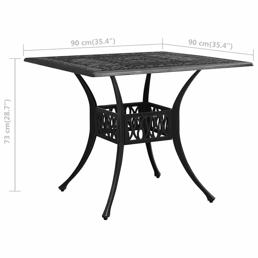 Garden Table Cast Aluminium 90x90x73cm Black