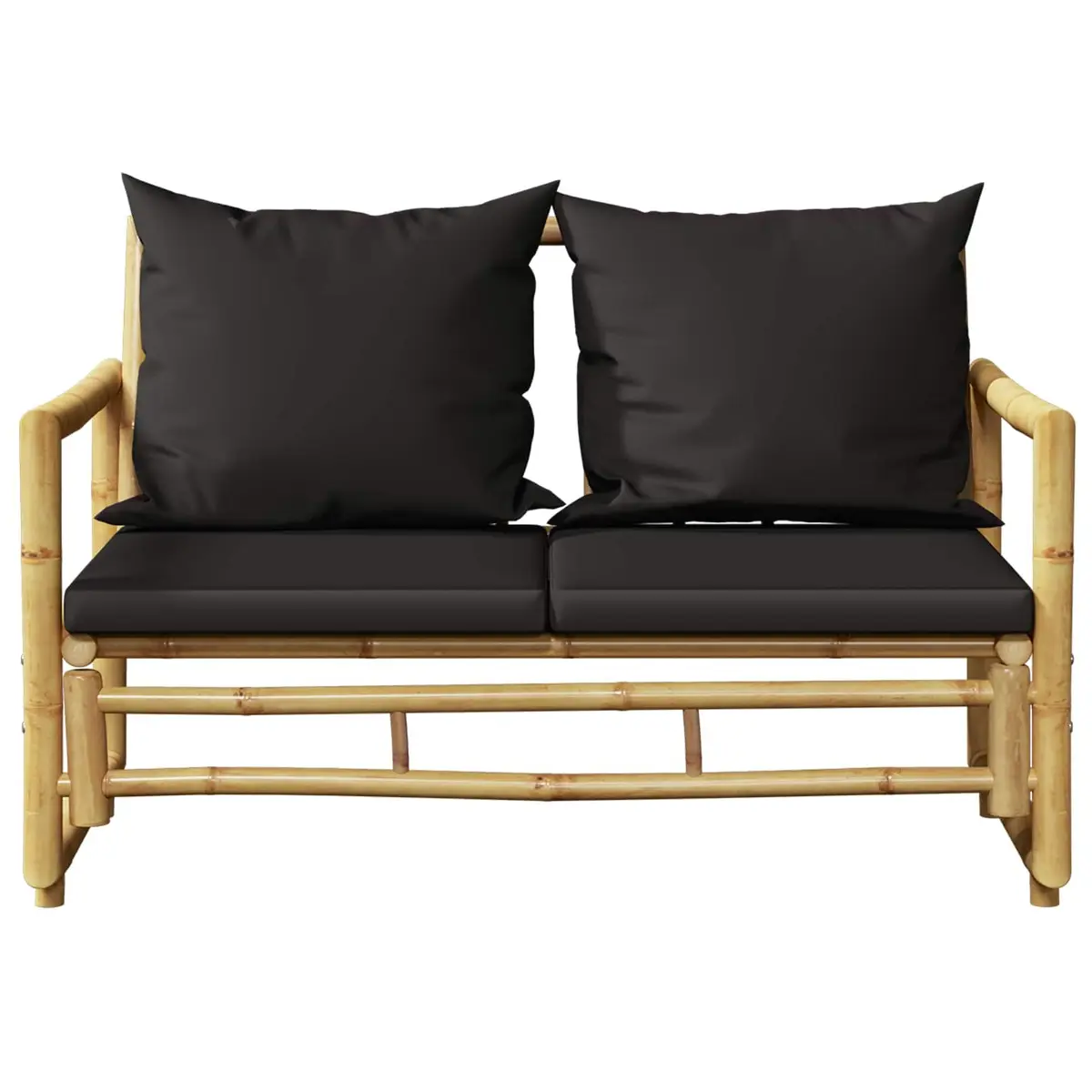 Garden Bench Bamboo 115 cm Grey Padded Cushions Slatted