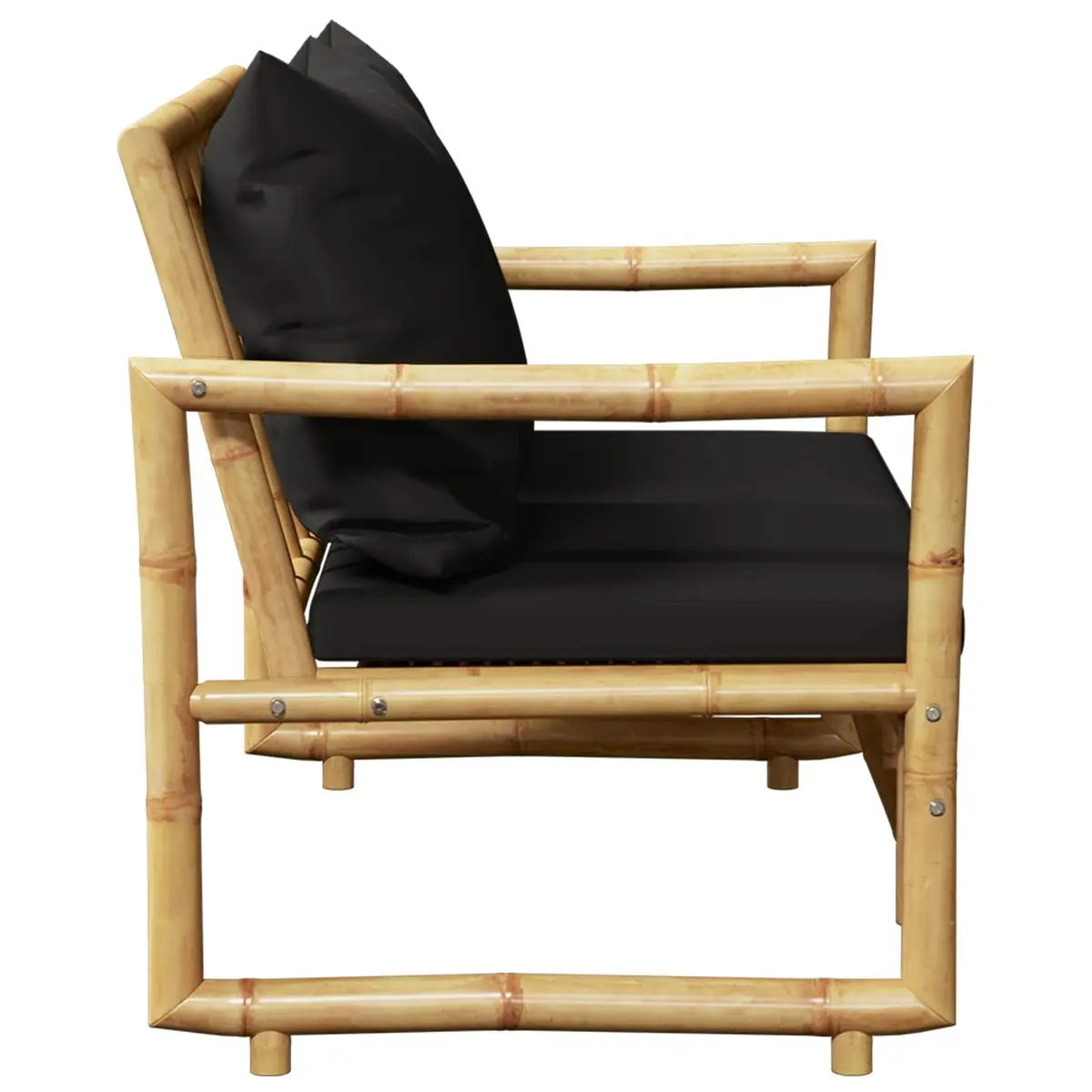 Garden Bench Bamboo 115 cm Grey Padded Cushions Slatted