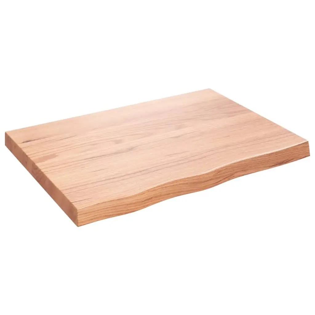Bathroom Countertop Solid Oak Wood 80x60x6 cm Brown Varnished Handmade Live Edge