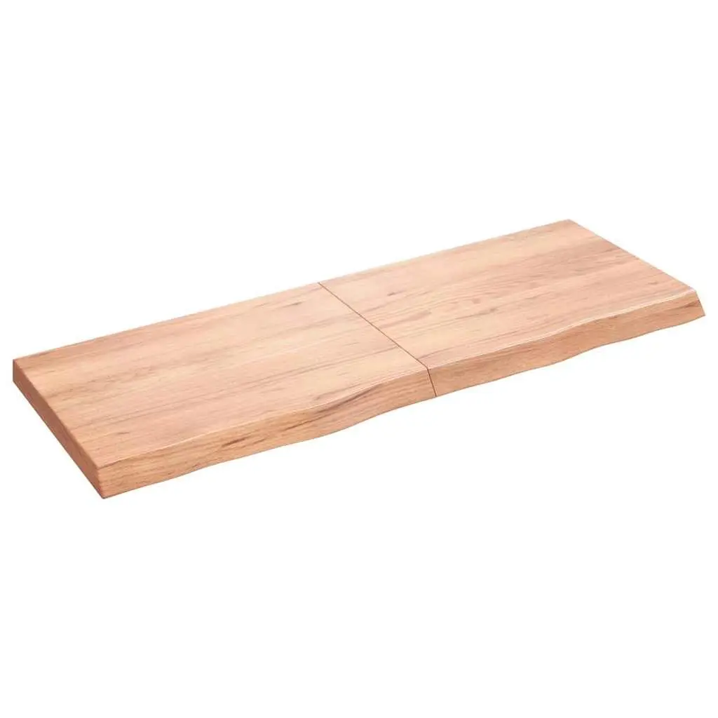 Bathroom Countertop Solid Oak Wood 140x50x6 cm Brown Varnished Live Edge