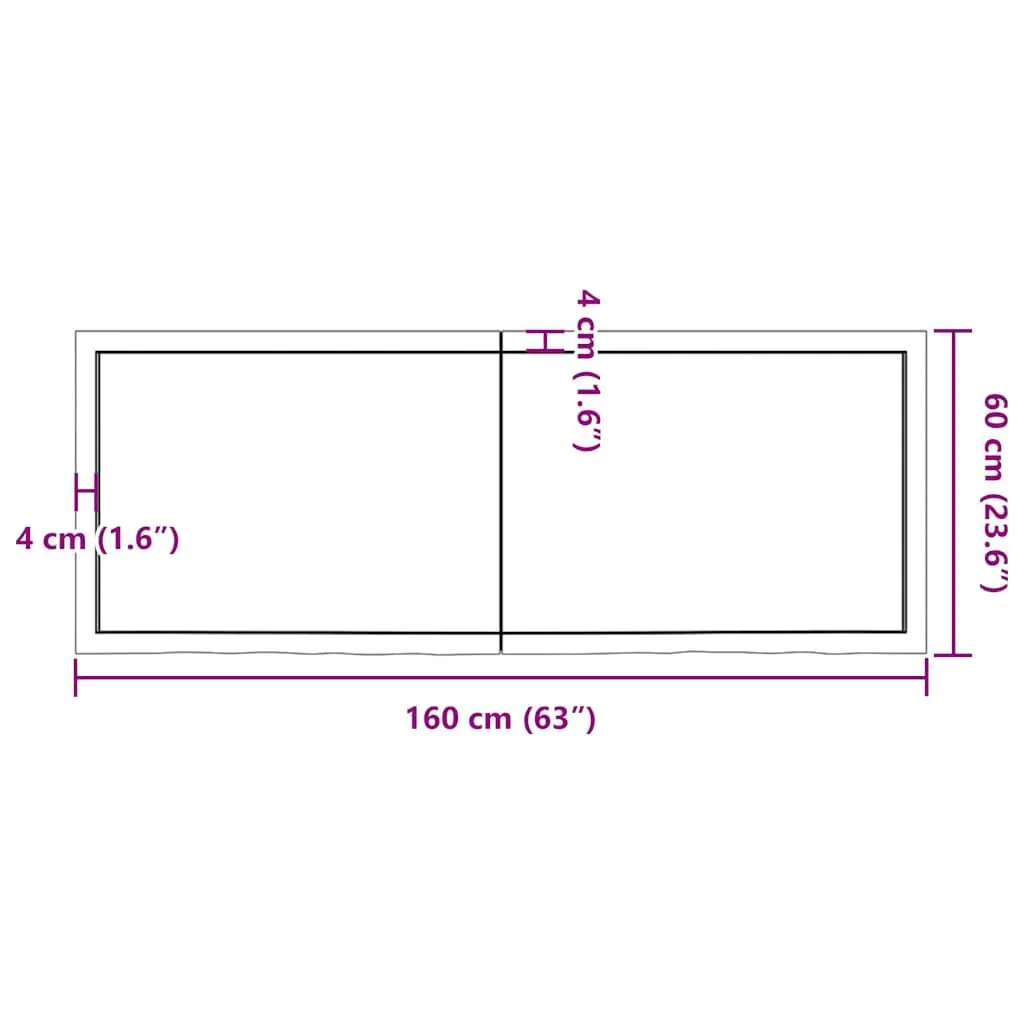 Solid Oak Bathroom Countertop Worktop 160x60x4 cm