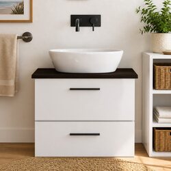 Bathroom Countertop Worktop Vanity Top Solid Wood Dark Brown 60x50cm