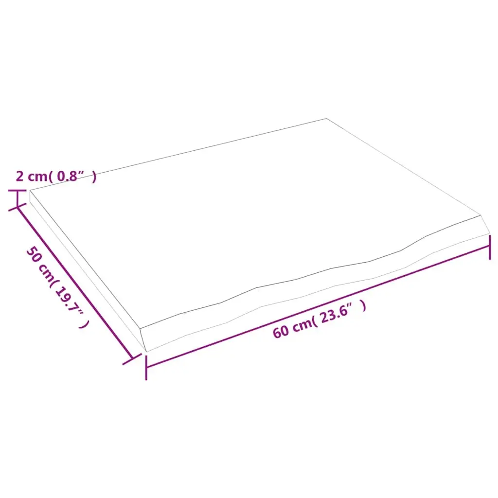 Dark Brown Solid Wood Bathroom Countertop 60x50cm