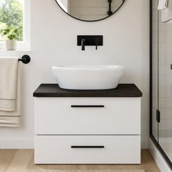 Solid Oak Wood Bathroom Countertop Dark Brown 80x50cm