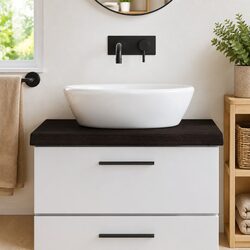 Handcrafted Solid Oak Wood Bathroom Countertop 80x50cm
