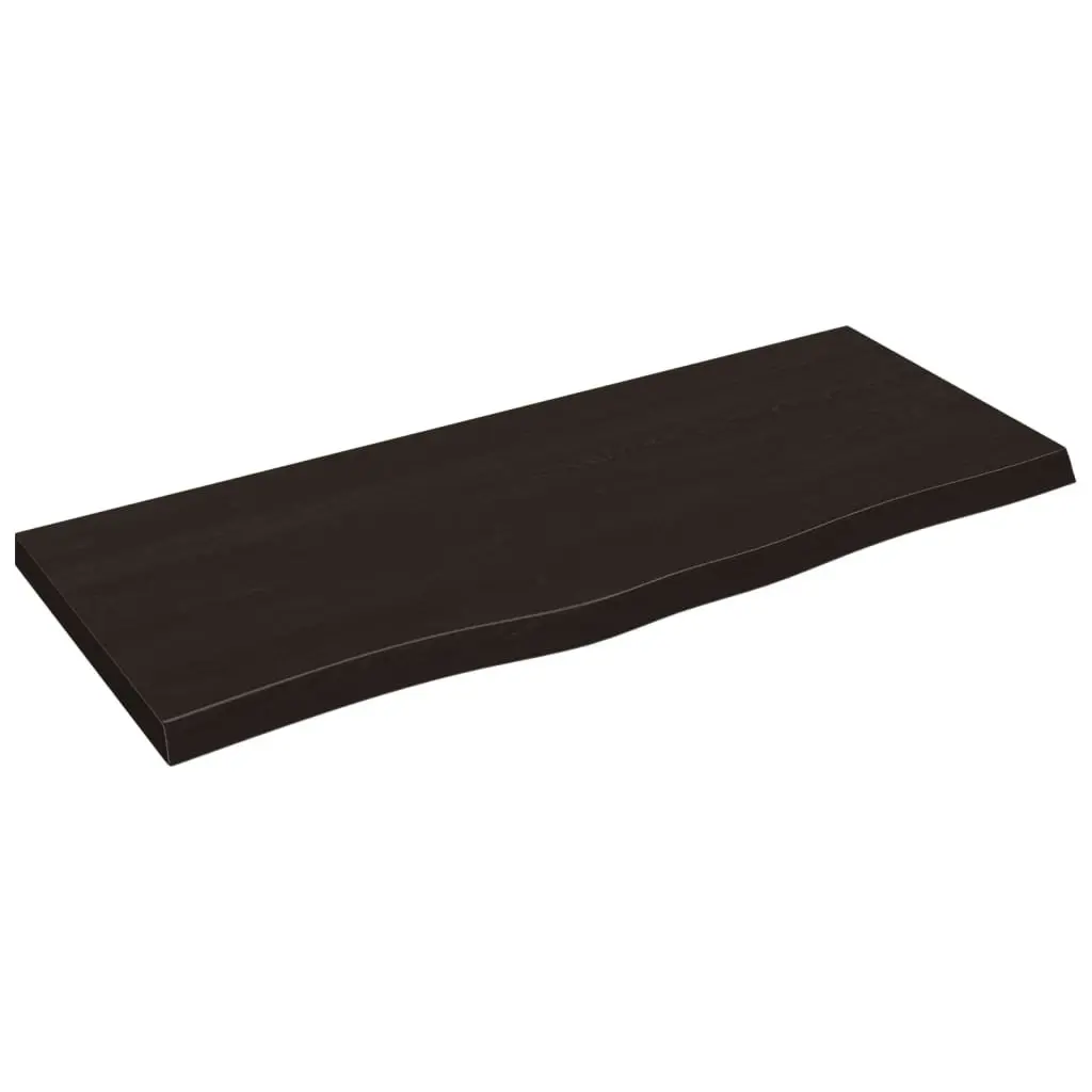 Solid Oak Bathroom Countertop Dark Brown 100x40x4cm