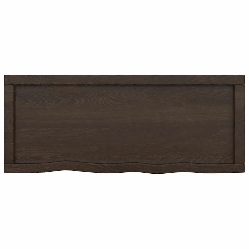 Solid Oak Bathroom Countertop with Dark Brown Finish