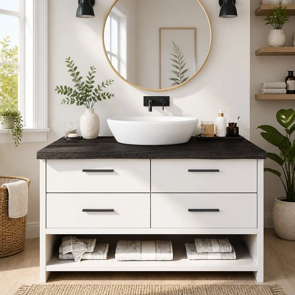 Bathroom Countertop Solid Oak Wood 100x50x6 cm Dark Brown Treated