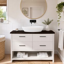 Dark Brown Treated Solid Wood Bathroom Countertop 120x50x4cm