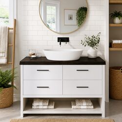 Bathroom Countertop Solid Oak Wood Dark Brown 120x50x6cm Vanity Top Worktop