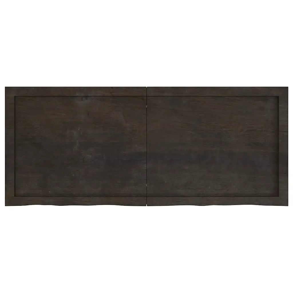 Dark Brown Solid Oak Wood Vanity Top 120x50x6cm