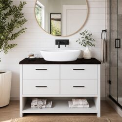 Solid Wood Bathroom Countertop Dark Brown Treated Oak Worktop Kitchen Vanity Top