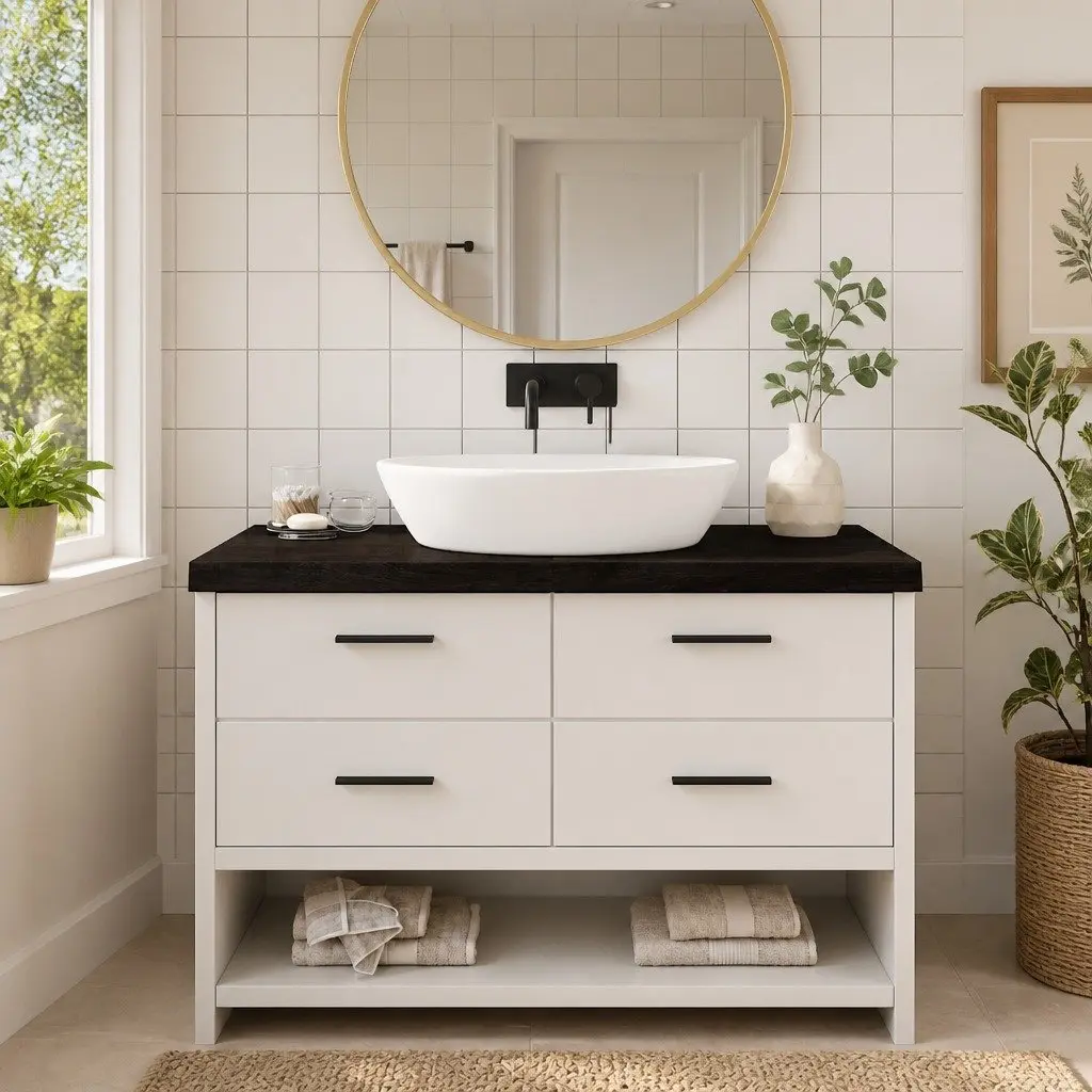 Dark Brown Solid Wood Bathroom Countertop 120x60x6 cm