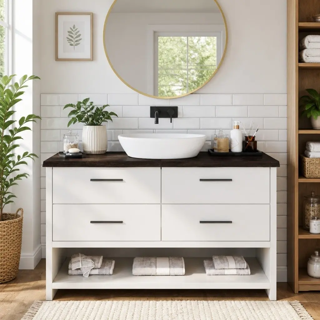 Solid Wood Bathroom Countertop 140x40cm Dark Brown