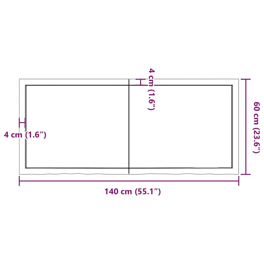 Bathroom Countertop Worktop Solid Oak Wood Dark Brown 140x60x4 cm Treated