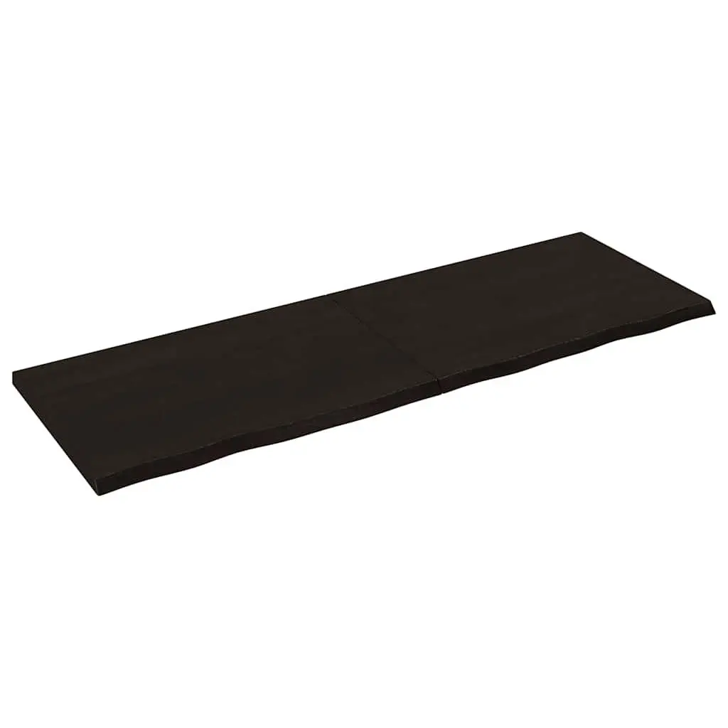 Solid Oak Bathroom Countertop with Dark Brown Finish 180x60x4cm