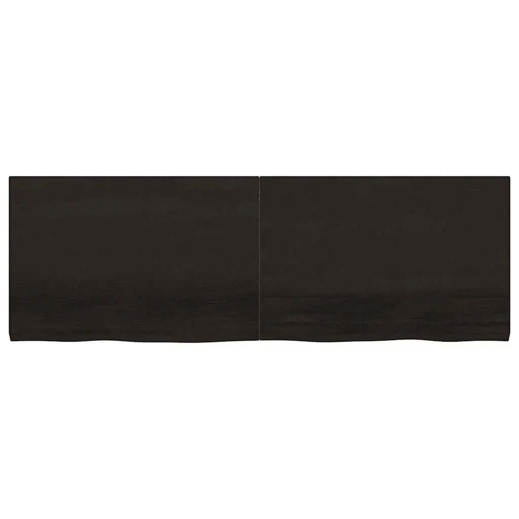 Solid Oak Bathroom Countertop with Dark Brown Finish 180x60x4cm