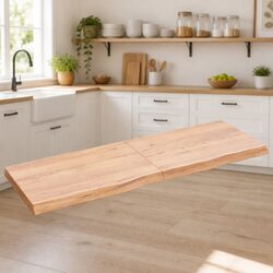 Brown Solid Oak Wood Table Top with Live Edge 120x40x4cm