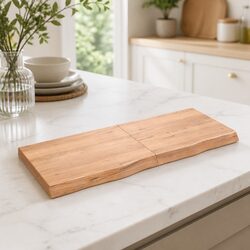Folding Live Edge Solid Oak Wood Table Top in Brown