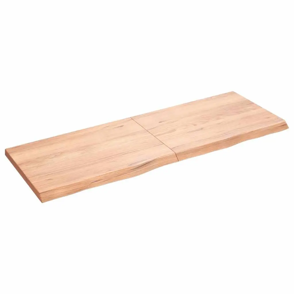 Solid Oak Wood Table Top Treated Live Edge Brown 140x50cm Replacement Board