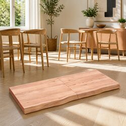 Wooden Table Top Solid Oak Brown 140x60x6 cm Replacement Treated Natural Live
