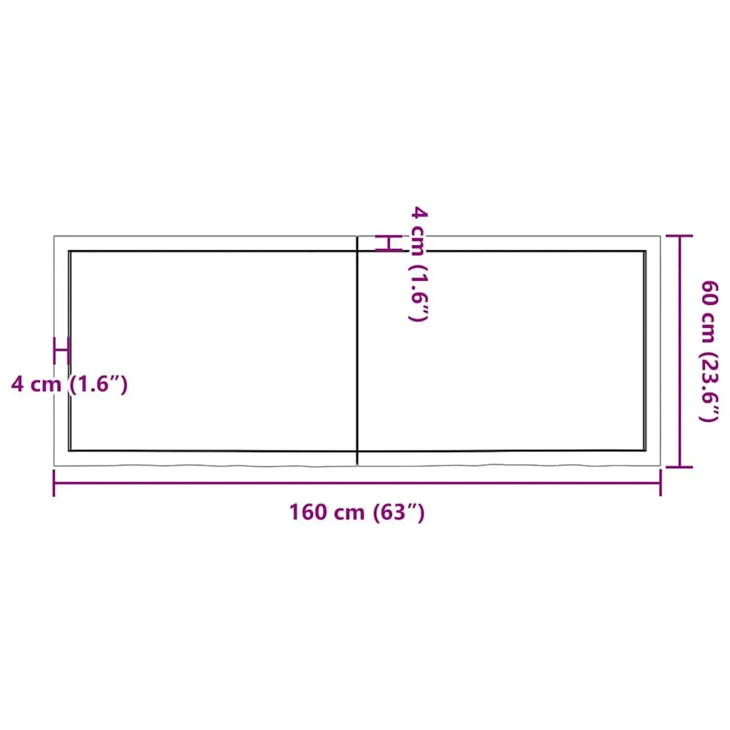 Folding Table Top Brown Solid Oak Wood 160x60cm Varnished Surface Replacement