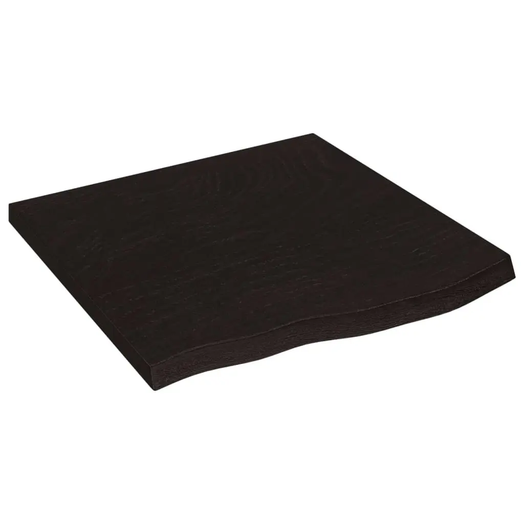 Solid Oak Wood Table Top 60x60x4 cm Dark Brown