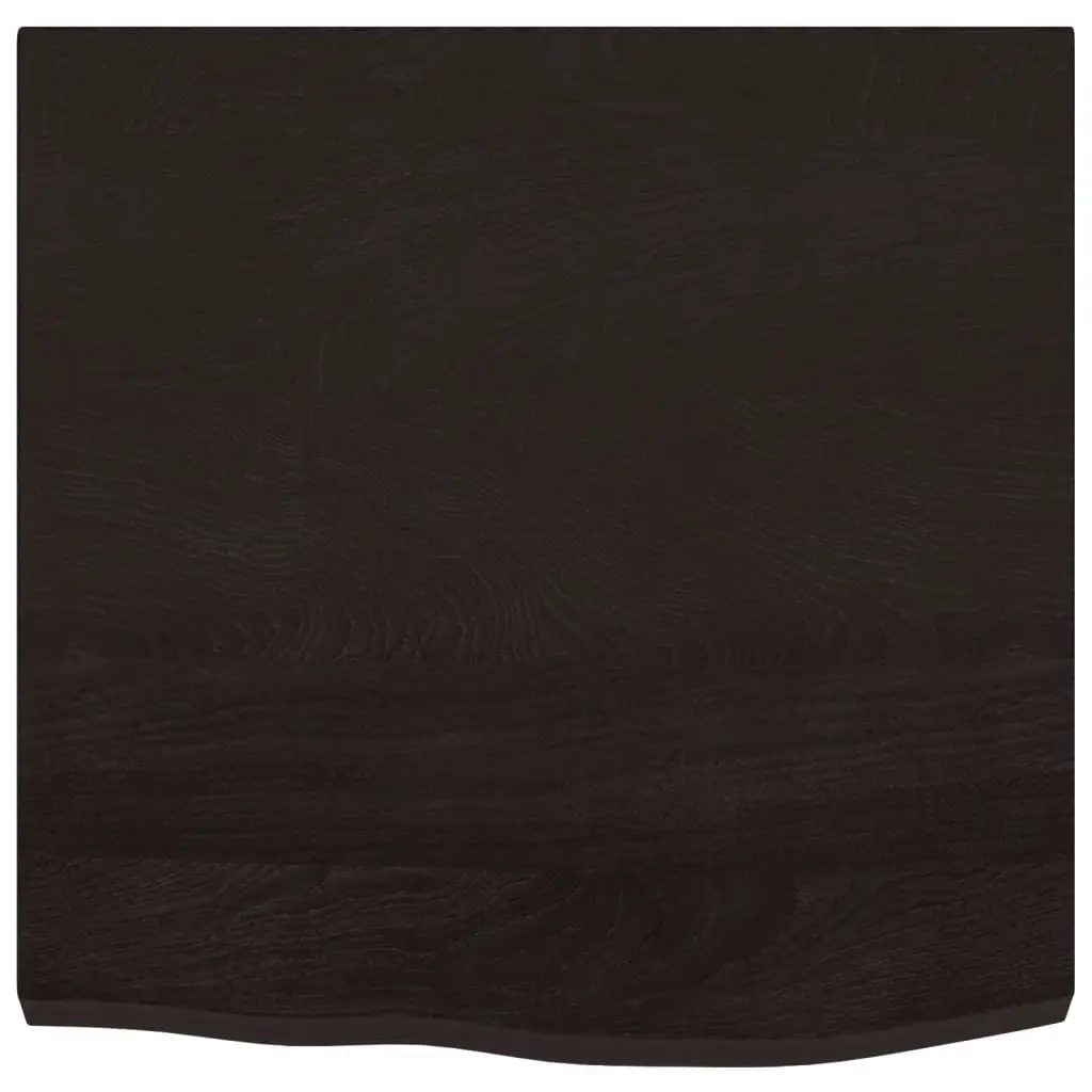 Solid Oak Wood Table Top 60x60x4 cm Dark Brown