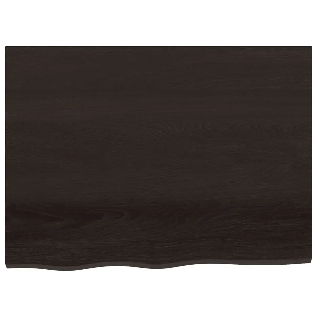 Wooden Table Top Solid Oak 80x60x2 cm Dark Brown Handcrafted Live Edge