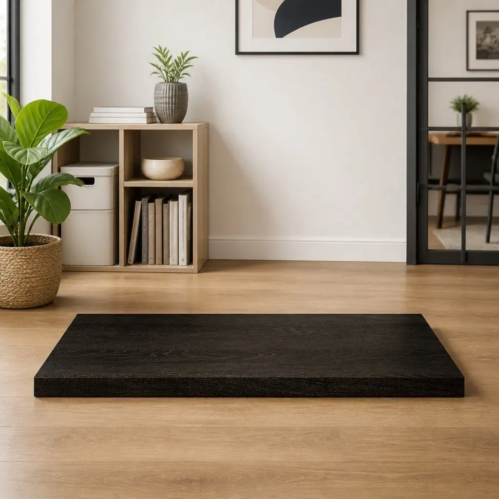 Solid Oak Wooden Table Top Dark Brown 80x60x4 cm