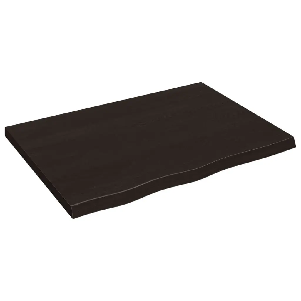 Solid Oak Wooden Table Top Dark Brown 80x60x4 cm