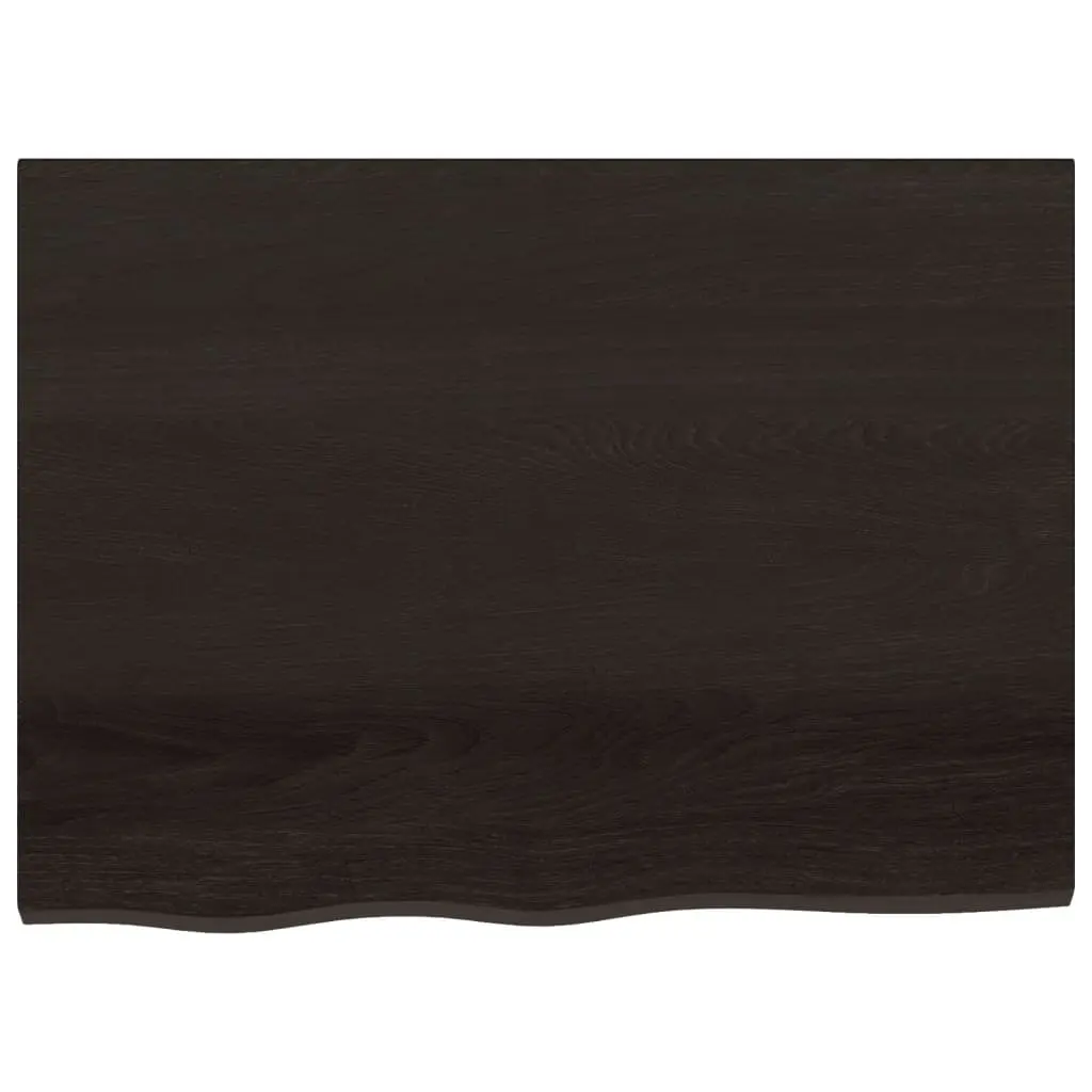 Solid Oak Wooden Table Top Dark Brown 80x60x4 cm