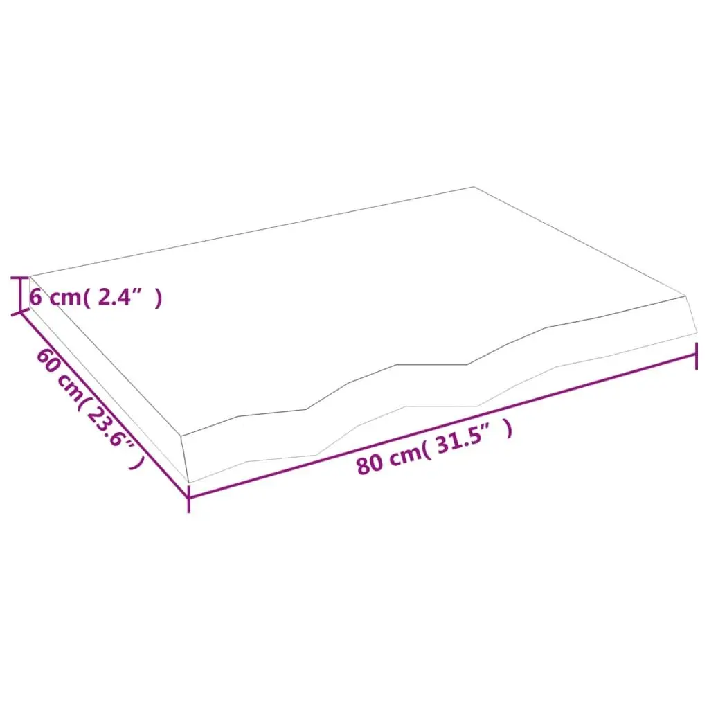 Wooden Table Top Solid Oak 80x60x6 cm Dark Brown