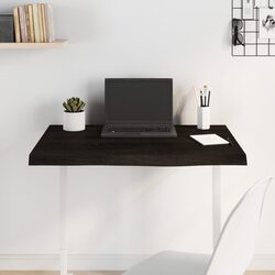 Premium Dark Brown Solid Oak Wood Tabletop 100x40x2 cm