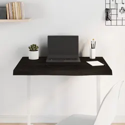 Premium Dark Brown Solid Oak Wood Tabletop 100x40x2 cm