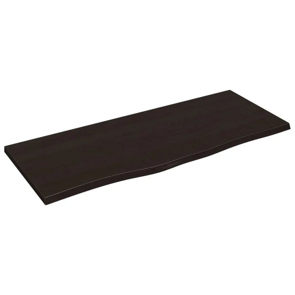 Table Top Solid Oak Wood Dark Brown 100x40x2 cm