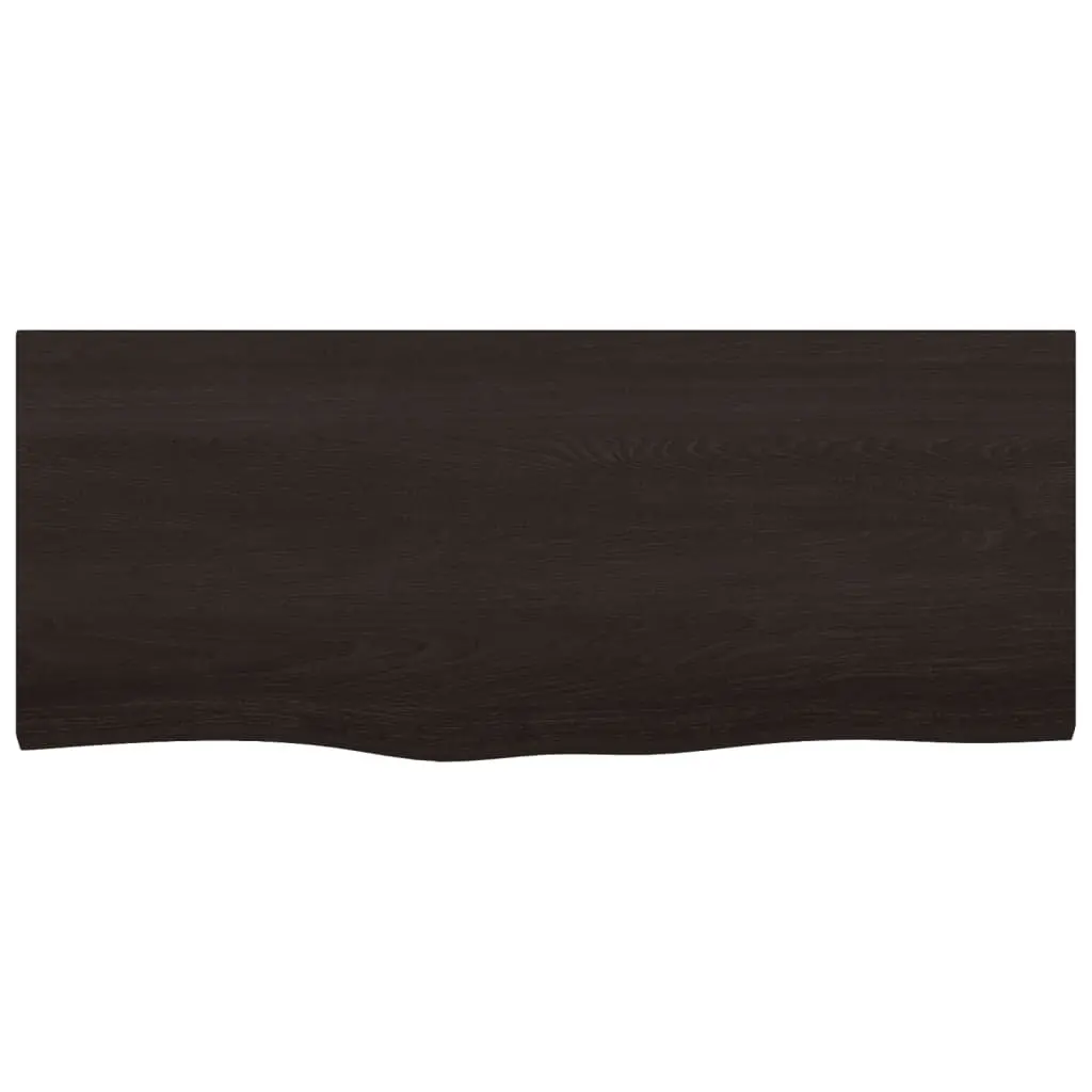 Solid Oak Wood Table Top Dark Brown 100x40x6cm Treated Live Edge Replacement