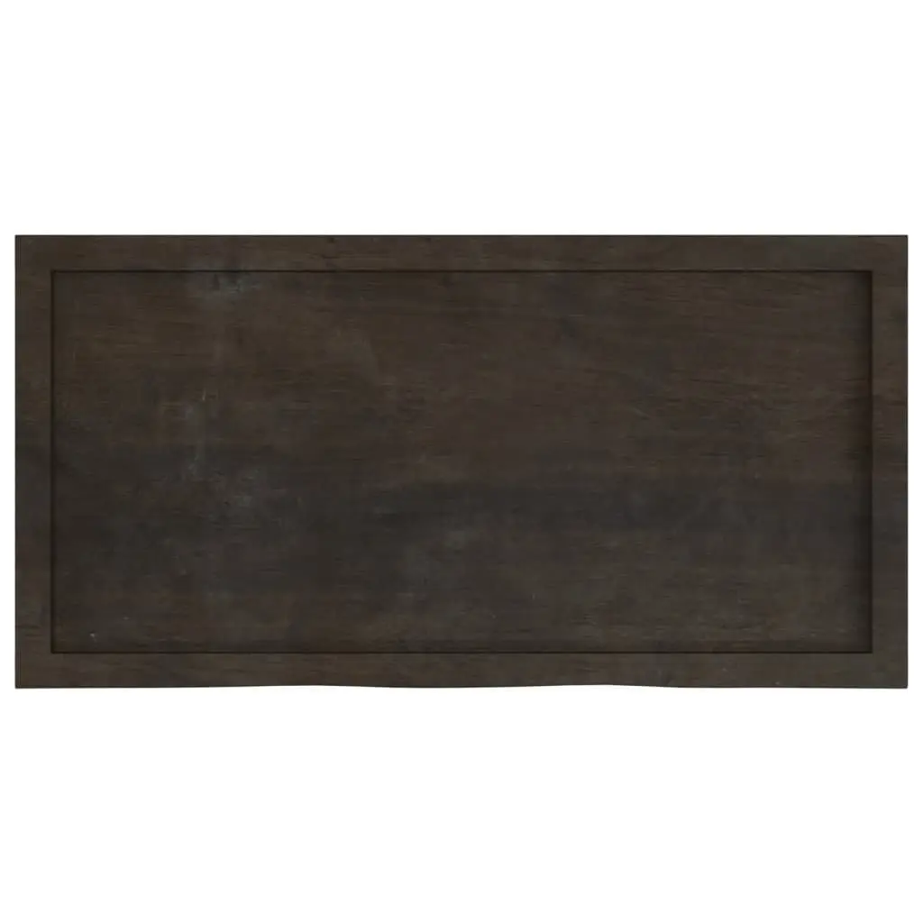 Solid Oak Wood Table Top 100x50cm Dark Brown